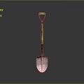 Shovel Garden Tool Design With Red Wooden Handle And Silver Metal Blade