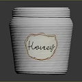White Ribbed Honey Jar With Decorative Oval Label And Smooth Surface 3d model