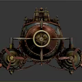 Steampunk Spacecraft Model With Metallic Details And Retro Design For Space Exploration