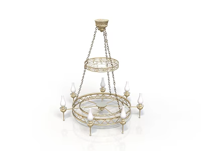 Elegant Golden Two Tier Chandelier Design With Candle Shaped Lights 3d model