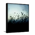 Minimalist Botanical Plant Painting With Silhouette Grass In Misty Morning Light