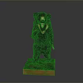 Lifelike Black Bear Taxidermy Standing on Wooden Base with Open Mouth