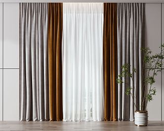 Modern Curtain Fabric Curtain 3d model