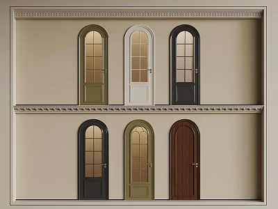 Different Design Hinged Doors In Assorted Colors For Home Interior 3d model
