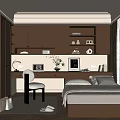 Modern Tatami Bedroom Interior Design With Tatami Bed Desk Chair And Bookshelf