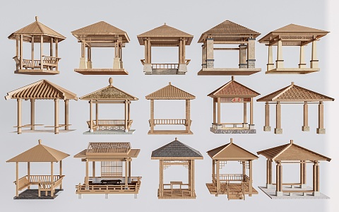 new Chinese style pavilion landscape pavilion rural pavilion wooden structure pavilion courtyard pavilion 3d model