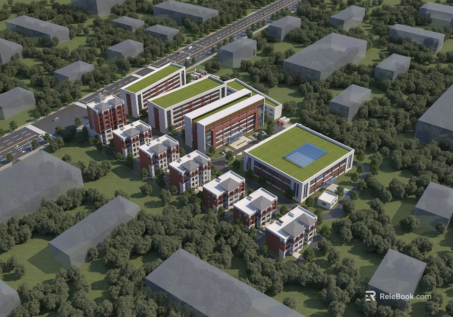 Modern Industrial Factory Complex With Multiple Buildings Green Areas And Efficient Design 3d model 