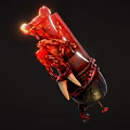 Flaming Weapon Featuring Metal Body Chains Blade And Fleshy Red Elements