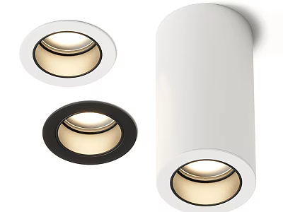 Modern Round Downlights And Spotlights With White Black Design For Indoor Lighting 3d model