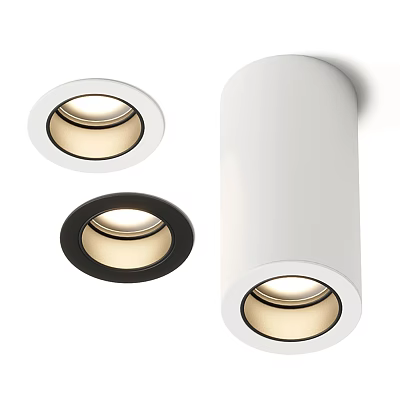 Modern Round Downlights And Spotlights With White Black Design For Indoor Lighting 3d model