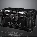 Shadow Themed Chest With Metallic Finish Decorative Locks And Engravings