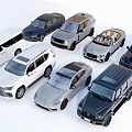 Various Types of Cars Including SUV Sedans Convertible in White Black Silver Colors