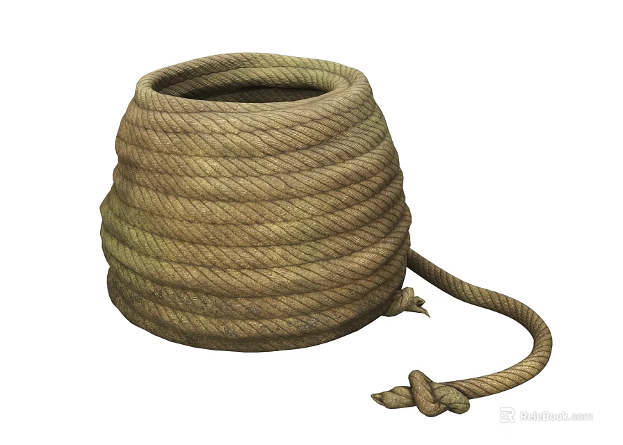 Thick Coiled Hemp Rope Sturdy Natural Household Item for Daily Use 3d model 