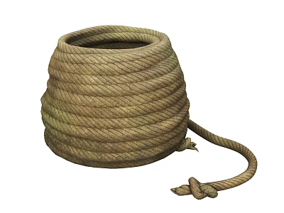 Thick Coiled Hemp Rope Sturdy Natural Household Item for Daily Use 3d model
