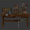 Rustic Wooden Workbench Furniture With Tool Storage And Practical Tool Organization Features 3d model