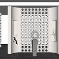 Modern Interior Decorative Partition Wall With Grid Pattern Recessed Lighting And Sculpture Decor 3d model