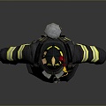 Firefighters, firemen, fire-fighting suits, gas masks, hose 3d model