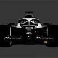 Black and White Chronos Formula 1 Race Car with STC Sponsorship and Colorful Wheels