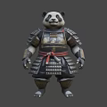 Fierce Panda Game Movie Character in Samurai Armor with Red Sash