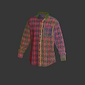 Pink Plaid Long Sleeve Collared Shirt With Front Pocket For Casual Style