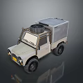 Beige Off Road Truck With Spare Tire On Roof And Cargo Box