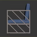 Modern Blue Fabric Sofa With Metal Frame And Three Seats