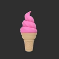 Creamy Pink Swirl Ice Cream Served In A Crispy Cone Treat