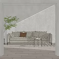 Modern double sofa 3d model