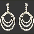 Elegant Stylish Golden Earrings With Multi Layered Circular Hoops And Pearl Diamond Inlays