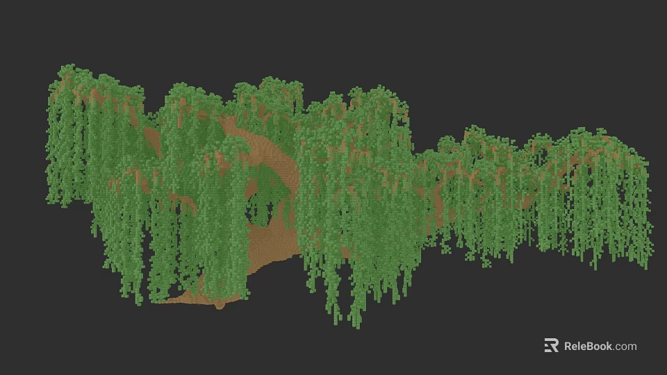 Willow Tree With Hanging Branches And Lush Green Leaves In Natural 3D Rendering 3d model 