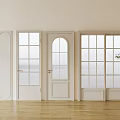 White Minimalist Hinged Doors With Glass Panels And Various Designs In Interior Setting