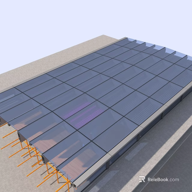 Architectural Glass Roof Structure With Transparent Panels And Supporting Frame 3d model