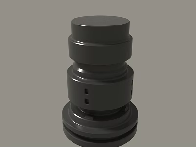 Black Metallic Industrial Mechanical Part With Stacked Cylindrical Layers And Side Holes 3d model