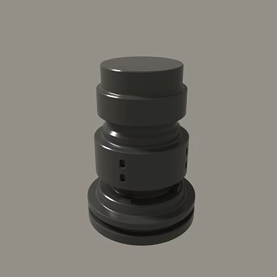 Black Metallic Industrial Mechanical Part With Stacked Cylindrical Layers And Side Holes 3d model