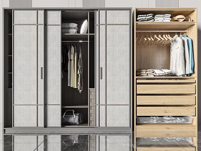 Modern Wardrobe With Hanging Clothes Folded Garments Drawers And Storage Compartments 3d model