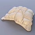 Cream Colored Polka Dot Decorative Cushion With Quilted Design And Brown Trim