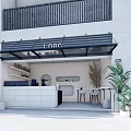 Modern Bubble Tea Shop Interior With White Counter Bar Stools And Decorative Plant