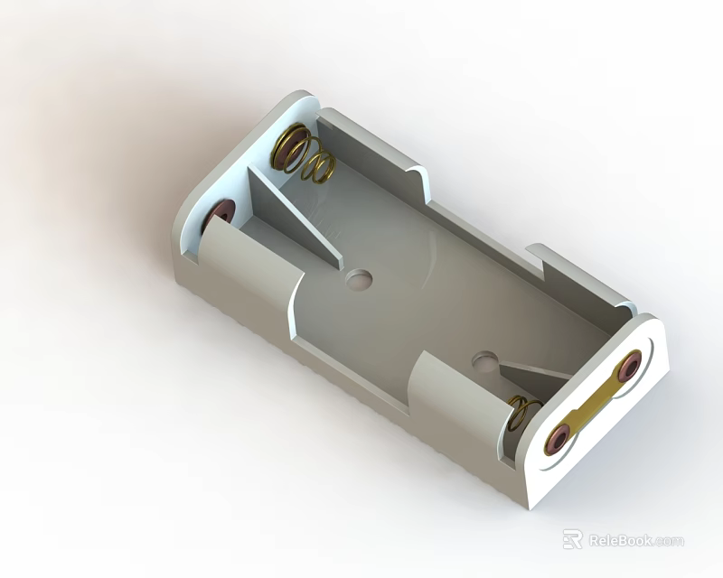 Gray Plastic Household Fixing Part With Metal Spring And Screw Holes 3d model 
