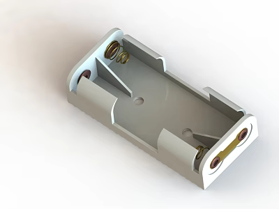 Gray Plastic Household Fixing Part With Metal Spring And Screw Holes 3d model