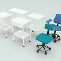 Blue and Teal Office Chairs With Wheels Armrests And White Rolling Carts