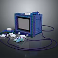 Pixel Art Retro Gaming Console Setup With Screen Controller And Cables