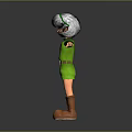 3D Game Movie Character With Gray Hair Green Hat Green Outfit And Brown Boots