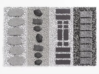 Various Design Stepping Stones for Garden Path with Natural Stone and Slate Patterns 3d model