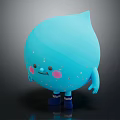 Cute Blue Droplet Shaped Game Movie Character With Pink Cheeks Sparkles Arms And Blue Shoes