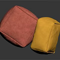 Red and Yellow Square Fabric Ottomans for Modern Living Room Decor