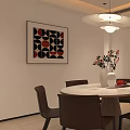 Modern Restaurant Interior With Open Kitchen Round Table Pendant Light And White Cabinets