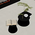 Two Round Coffee Tables In Modern Living Room With Open Book Glass And Tray Holding Plant Plate