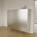 Silver Metal Freestanding Storage Cabinet With Multiple Doors For Modern Interior 3d model