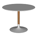Modern Round Table With White Tabletop Wooden Leg And White Base