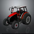 Modern Red And White Agricultural Tractor With Large Wheels And Cabin Design